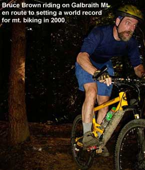 Bruce Brown riding on Galbraith Mt. en route to setting a world record for mt. biking in 2000 (Mark Adriance photo)