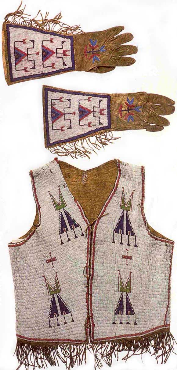 Sioux beaded vest and gloves
