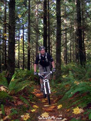 Mary Jane Fraser riding the Bunny Trails on Galbraith Mt. in Bellingham, WA