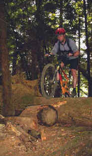 Mark Belles on Log Candy on the Ridge Trail on Galbraith Mt.