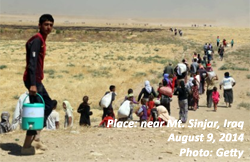 Yazidi refugees near Mt. Sinjar, Iraq, Iraq